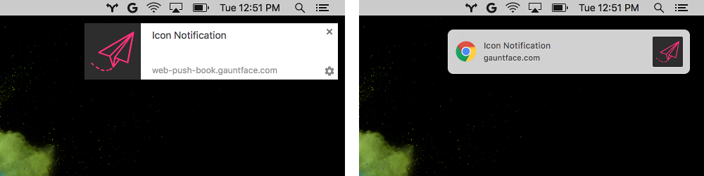 Chrome push notifications show the old red O logo - Website Bugs